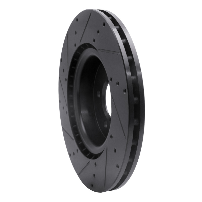 Land Rover Discovery Brake Rotor (1) - Front Right - R1 Concepts - Drilled & Slotted - Black - `06-`17